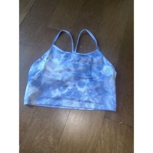 Aerie Offline Recharge Tie-Dye Least Support Sports Bra Crop Tank Blue White Med